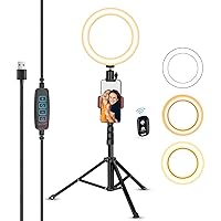 UBeesize Ring Light Phone Selfie Tripod Stand Dimmable 3 Mode LED Beauty Ring-Light Cell Phone Holder with Remote for Live Stream/YouTube/TikTok/Zoom Calls/Photography/Blog/Video Recording