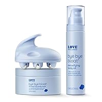 Love Wellness Bye Bye Bloat Depuff & Sculpt Kit | Includes Firming Clay Body Mask, Detoxifying Body Oil, and Lymphatic Massage Roller | Supports Lymph Node Drainage, Skin Hydration & Bloating Relief