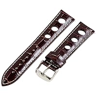 Clockwork Synergy, LLC 21mm Rally 3-hole Croco Brown Leather Interchangeable Replacement Watch Band Strap
