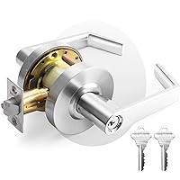 Commercial Door Lever Lock, Heavy-Duty Locking Door Handle, Designer Door Handles, Cylindrical Lever Lock, Non-Handed Grade 2 Industrial Standard Door Handle, Satin Chrome(Storeroom)