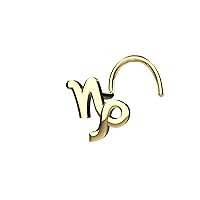 8mm Capricorn Zodiac Nose Stud 925 Sterling Silver Metal With 14k Gold Plated Nose Jewelry