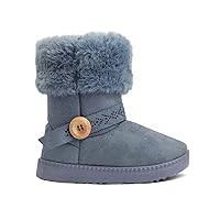 REDVOLUTION Kids Boots Toddler Girls Cute Butterfly Bow | PomPom PU leather Boot (Toddler/Small Kid)