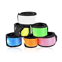 Pack of 6 LED Light Up Band Slap Bracelets Night Safety Wrist Band for Cycling Walking Running Concert Camping Outdoor Sports