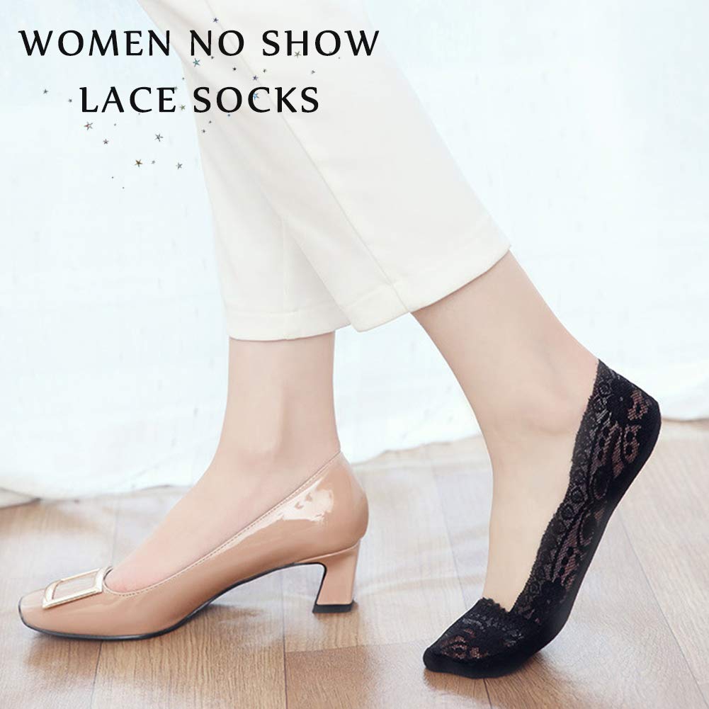 SNUG STAR 6 Pairs Lace Socks Fashion Liner No Show Socks Lace Non Slip Socks Womens Thin Low Cut Casual Socks