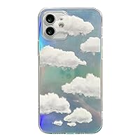 QJSMGZS Retro Cloud Transparent Japanese Phone Case for iPhone 11 12 Pro Max Xs Max XR Xs 7 8 Plus X 7Plus Case Cute Cover (Color : A, Size : for iPhone12 Mini)