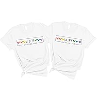 Lesbian Wife Rainbow Pride Custom Date Shirt, Lesbian Mrs Wedding,Lesbian Gay Bachelorette Party Decor, Two Brides Wedding Engagement Gift