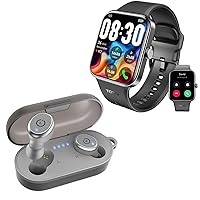 TOZO S4 AcuFit One Smartwatch Bluetooth Talk Dial Fitness Tracker Black + T10 Bluetooth 5.3 Wireless Earbuds Gray