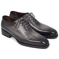 Paul Parkman Goodyear Welted Wholecut Oxfords Gray Black Hand-Painted (ID#044GRY)