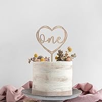 Wooden One Cake Topper - 1st Birthday Cake Topper Decoration Supplies, Suitable for Baby Shower Favors, Baby First Birthday Party or Baby Photo Booth Props (Style D)
