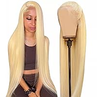 34Inch Long 613 Blonde Lace Front Wig Human Hair 13x4 Lace Frontal Straight Wig Human Hair Pre Plucked with Baby Hair 150% Density Transparent Lace Frontal Straight Wigs for Woman with Natural Line
