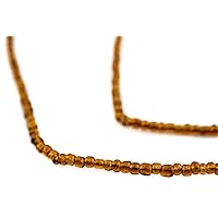 TheBeadChest Translucent Amber Ghana Glass Seed Beads 2mm African Brown 26 Inch Strand Handmade