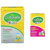 Kids Probiotic + Fiber Packets (Ages 3+) - 24 Count & Kids Chewable Daily Probiotic for Kids, Ages 3+, 30 Count