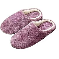 Unisex soft-soled plush slippers, jacquard striped plush velvet silent non-slip winter warm indoor house slippers