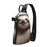 Sling Bag for Women Men Shoulder Bag Happy Cute Sloth Chest Bag Travel Fanny Pack Lightweight Casual Daypack