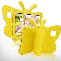 Fire HD 10 Kids Tablet 11th Gen 2021 2023 Case 10.1 Cute Butterfly Kids Pro Case with Stand Light Weight EVA Rugged Shockproof Heavy Duty Kids Friendly Full Cover for Kids Girls (Yellow)