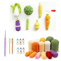 1 Set Crochet Kit for Beginners, Craft Amigurumi Knit and Crochet Kit, Knitting Starter Pack for Adults and Kids (8 Lovely Vegetable)
