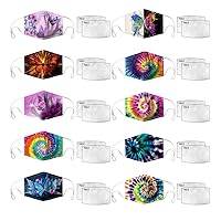 10PCS Color Print Background Face Shields Dust Scarf Washable and Reusable Bandanas Headbands With 20PCS Filter