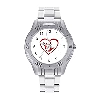 ASL I Love You Sign Language Men's Business Watch Fashion Stainless Steel Wristwatches Custom Easy Read Watches for Women