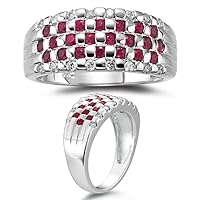 1/4 (0.21-0.27) Cts Diamond & 0.65 Cts Ruby Ring in 14K White Gold