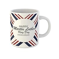 Coffee Mug Blue of American Flag for Martin Luther King Day 11 Oz Ceramic Tea Cup Mugs Best Gift Or Souvenir For Family Friends Coworkers