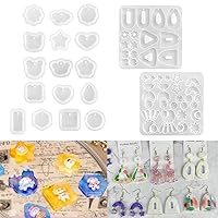 RESINWORLD Multi Piece Dangle Earrings Silicone Mold + 16pcs Variety Geometric Pendant Silicone Molds with Hanging Hole