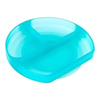 Toddler and Baby Suction Plate, Silicone Divided Grip Dish for Babies and Kids, Baby Led Weaning, Children Feeding Supplies, Non Skid Sticky Bottom, Ages 6 Months Up, Blue Jelly