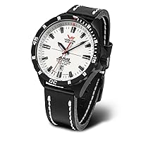 Vostok Europe Men's Analogue Automatic Watch with Leather Strap NH35-320C680, black, Strap.