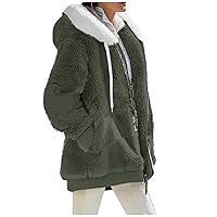 FQZWONG Womens Fall Fashion 2023 Fleece Sherpa Winter Coats Warm Thick Fuzzy Clothes Plus Size Trendy Jacket Zipper Outerwear