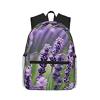 Purple Lavender Floral Flowers Print Backpack For Women Men, Laptop Bookbag,Lightweight Casual Travel Daypack