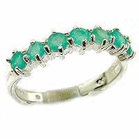 925 Sterling Silver Real Genuine Emerald Womans Eternity Ring