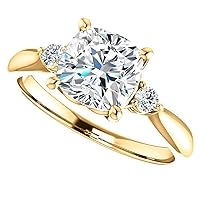 14K Gold 3 CT Cushion Cut VVS1 Colorless Moissanite Engagement Ring for Woman Bridal Set Handmade Diamond Wedding Rings