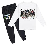 Kids Child Cotton Tops with Sweatpants 2Pcs Suit,Classic Long Sleeve T-Shirts Set Crewneck Tracksuit for Boys Girls