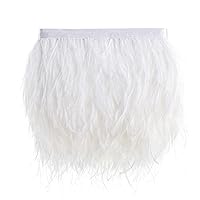 Natural Ostrich Feather Fringe Trim - Feathers Sewing Crafts Decor for Dress Costume 4-6 inches 2 Yards Erikord(White)
