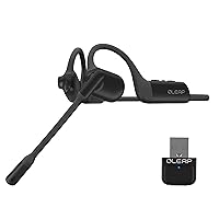 Pilot P200b Bluetooth Wireless Open Ear Headphones, 50dB Call Noise Canceling Computer Headset with Boom Microphone, Mute Button with Dongle for Work and Calls