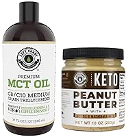 Left Coast Performance 32oz Premium MCT Oil and 10oz Keto Peanut Butter for Keto Diet