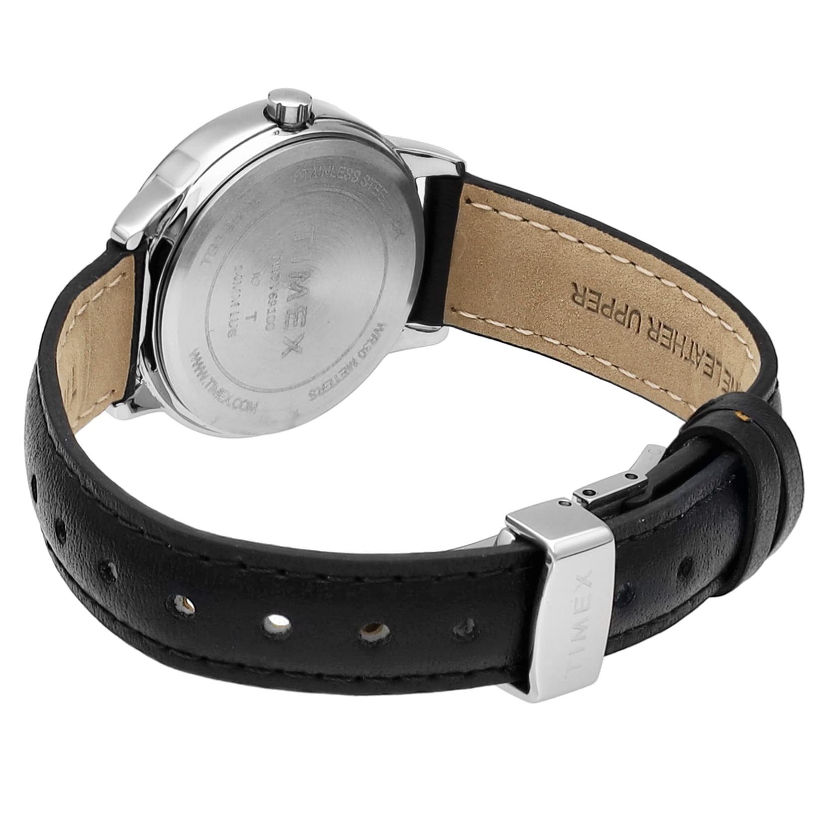 Timex TW2V69100 Easy Reader Watch, White, Dial, Brass, Quartz, 1.2 inches (30 mm), Black, Multicolor (White/Black)