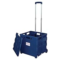Mobile Folding Cart With Lid, 16in.H x 18in.W x 15in.D, Blue, 50803