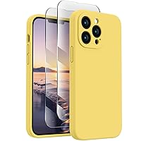FireNova for iPhone 13 Pro Max Case, Silicone Upgraded [Camera Protection] Phone Case with [2 Screen Protectors], Soft Anti-Scratch Microfiber Lining Inside, 6.7 inch, Yellow