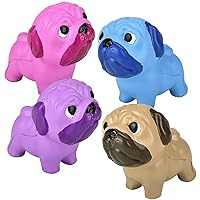 Set of All 4 Color Pug Dog Slow Rise Squishy Toy - Memory Foam Squish Stress Ball Fidget Squeeze Dog Lover Gift (All 4 Color Pugs)