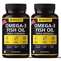 Oil Omega 3 Capsules for Men and Women (Triple Strength Fish Oil) Health Supplement (550 Mg EPA & 350 Mg DHA) for Brain, Bones & Joint Support - 120 Softgels