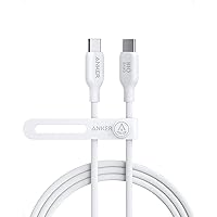 Anker 543 USB C to USB C Cable (140W 6ft), USB 2.0 Bio-Based Charging Cable for MacBook Pro 2020, iPad Pro 2020, iPad Air 4, Samsung Galaxy Samsung Galaxy S23+/S23 Ultra/S22 Ultra(Aurora White)