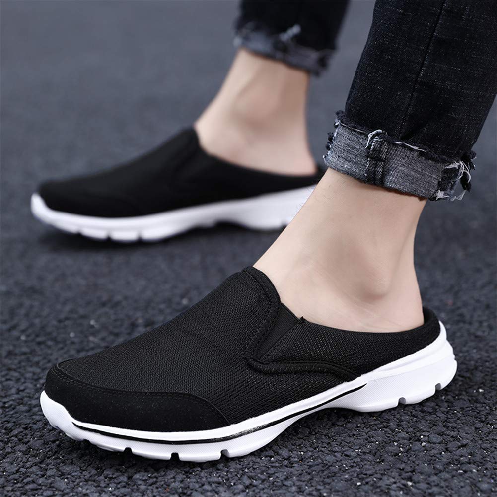 MizHome Men's Open Back Sneaker Clogs Knit Mules Shoes Lightweight Breathable Slippers