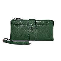 Wristlet Wallets for Women, Large Capacity Long Wallet Clutch Purse with Detchable Card Holder (Green)