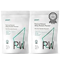 Puori Whey Protein Powder Bundle - Dark Chocolate and Bourbon Vanilla - PW1 Pasture-Raised Grass-Fed Non-GMO - 100% Natural and Pure for Muscle Growth - 21g Protein
