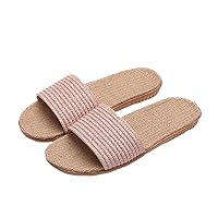 Linen slippers unisex linen summer beach slippers non-slip indoor slippers open toe