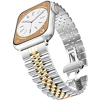 baozai Compatible with Apple Watch Band Series 5 44 mm 42 mm, Stainless Steel iWatch Band with Butterfly Folding Clasp for iWatch Band Series 5/4/3/2/1, No gemstone.