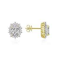 14K Yellow Gold Princess Diana Inspired Earrings - Oval Shape Gemstone & Diamonds - 8X6MM Birthstone Earrings - Timeless Color Stone Jewelry
