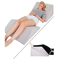 Foam Bed Wedge Pillow Set - Reading Pillow & Back Support Wedge Pillow for Sleeping - 2 Separated Sit Up Pillows for Bed - Angled Bed Pillow, Triangle Pillow for Back and Legs Support Gray