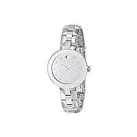Movado Women's Sapphire Stainless Steel Watch with a Concave Dot Museum Dial, Silver (Model 606814)