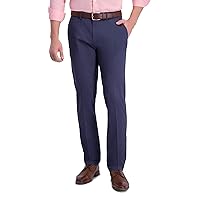 Haggar Men's Iron Free Premium Khaki Slim-Straight Fit Flat Front Flex Waist Casual Pant